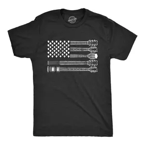 Mens Guitar Flag T Shirt Cool Rock and Roll American Musician Flag Graphic Novelty Tee Mens Funny T Shirts Cool Vintage Fashion T-Shirt Gift Classic Menswear Patriotic Apparel for Men Funny Music Short Sleeve Black
