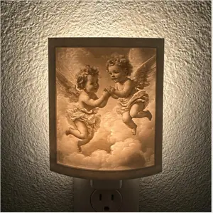 Vintage Angel Cherub Night Light | Custom Plug-In Lithophane Lamp | Soft Warm Glow Decor | Memorial / Heavenly Gift