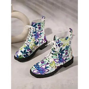 Classic Lace-Up Boots for Women, Fashion Thick Sole Motorcycle Style, Side Zipper Fall Shoes, Stylish Footwear for Casual Wear