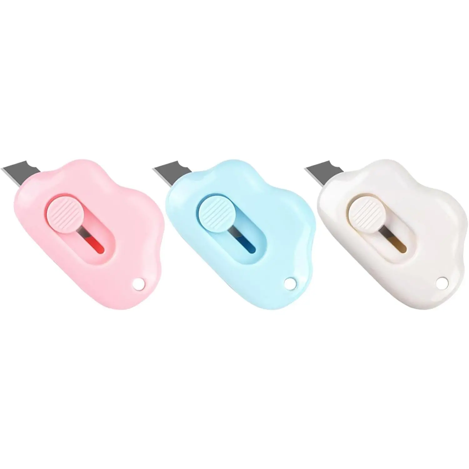 Box Cutter - 3 Pack Retractable Letter Opener, Adorable Cloud Tiny Letter Opener Envelope Slitter for Key Chain Pocket Bag Package Envelope Mail Letter Box, 2.24 * 1.5 * 0.55inch