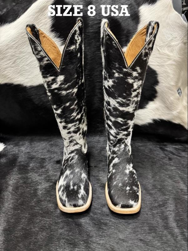 WOMEN COWHIDE SQUARE TOE BOOTS