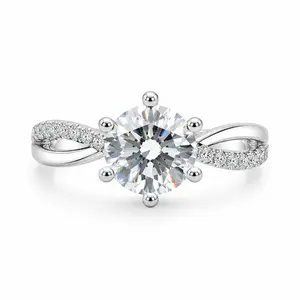 J-010PT-LuxeStone 1CT D VVS1 Infinity Band Moissanite Ring - Hypoallergenic Stainless Steel Costume Jewelry