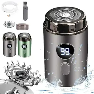 Ultra portable mini electric shaver for men, pocket-size razor with LED battery indicator, Type‑C USB rechargeable waterproof wet/dry shaver, 3D floating blade beard razor—ideal for home, office, business trips, travel essentials, and gifts