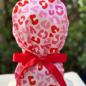 Leopard print scrub caps