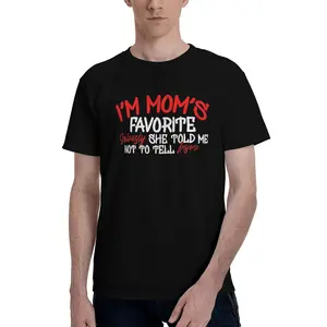 Funny Mom'S Favorite Secret Sibling Rivalry T-Shirt - "I'm Mom'S Favorite Seriously She Told Me Not to Tell Anyone" Graphic Tee - Soft Breathable Black Shirt for Men & Women - Birthday, Mother'S Day Gift Idea - Regular Fit Casual Casual Attire - Machine W