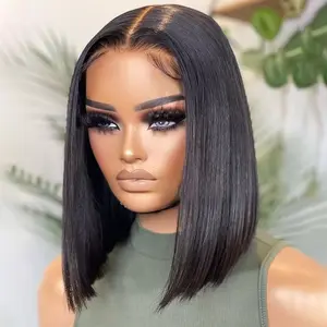 Glueless Bob Wig Straight 4x4 Closure Front Human Hair Wigs Pre Plucked Pre Cut Lace For Women Wigs Human Hair Wear And Go Glueless Wig