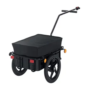 Bicycle Cargo Trailer with Removable Box & Waterproof Cover. Bike Wagon Trailer with Two 16" Wheels. 88 lbs Capacity. 600D Oxford Cover. Triple Reflectors