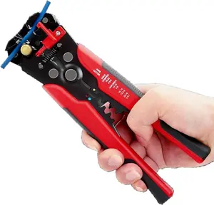 5 in 1 Self-Adjusting Wire Stripper Cutter Multi-Functional Crimping Tool for 10-24 AWG Wires Red Durable Zinc Alloy Handle for Electrical Work