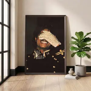 Michael Jackson Poster, King of Pop Wall Art, Vintage Music Photography, Rhinestone Glove Print, 80s Pop Culture Decor, Retro Music Gift