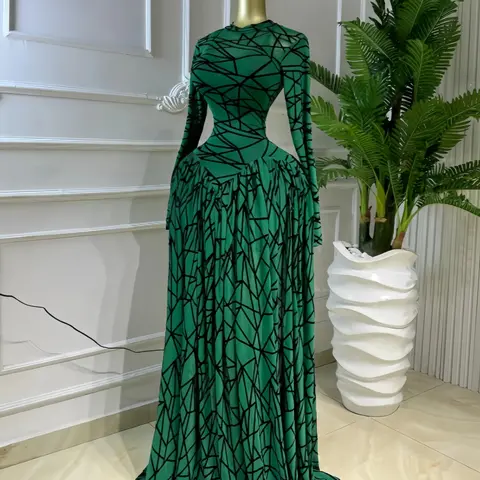 Women's PULKRITU Fashion 2 Piece Dress, Long Sleeve O-Neck Printed Maxi Prom Dress, Chic Elegant Fitted Cocktail Party Dresses, Elegant Party Outfit for Birthday, Vacation, Music Festival and Graduation, Elegance