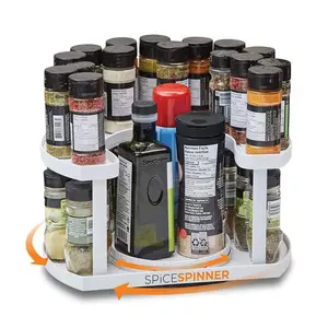 2-Tier Spice Rack Organizer for Cabinet | Rotating Lazy Susan Spice Organizer Holds 40 Spice Jars | Countertop & Pantry Spice Shelf for Kitchen Organization & Storage