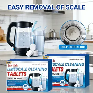 Jue-Fish 24pcs Water Kettle Cleaning Tablets, Easy Immersion No Brushing, Dissolves Limescale, Maintains Kettle Cleanliness