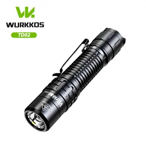 Wurkkos TD02 Flashlight 2000 Lumens Max Runtime 150H Pocket Torch Rechargeable EDC with Type C 18650 3000mah Charging Port Tail Switch IPX8 Waterproof