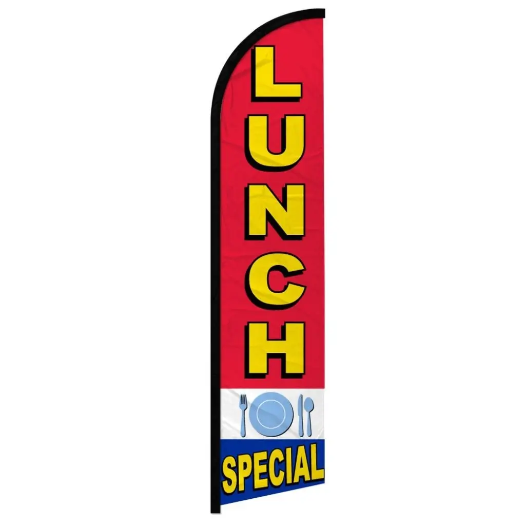Windproof High-Tenacity Polyester Advertising Flag - 11.5x2.5 ft Hangable Banner with Curved Sleeve, Pole, Easy Installation, for Home Supplies, Decorations Supplies, Slogan Display