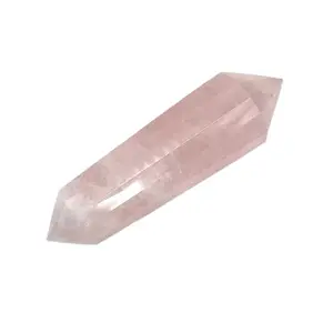 Double Terminated Rose Quartz Point 2 Inch 16-Faceted Wand