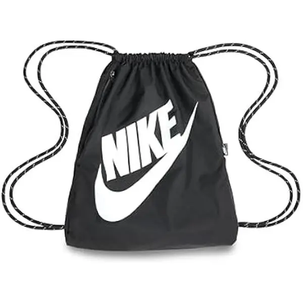 Nike Heritage Classics Drawstring Bag 13L Lightweight Adult for Gym Training Sports Travel; Durable Multi-Purpose Cinch Sack with Dual Drawcord Straps, Unisex Design DC4245-010