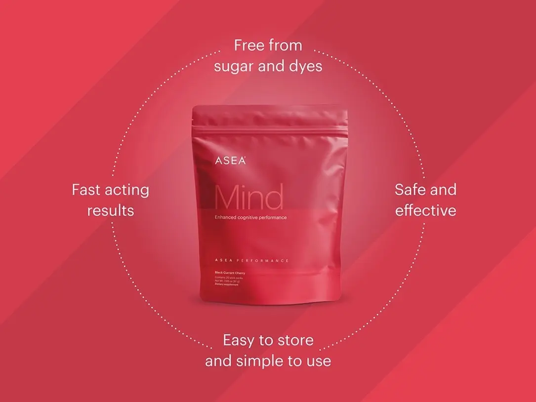 ASEA Performance Mind Black Currant Cherry Flavor with Alpha-GPC & Lion's Mane for Memory Focus Support No Added Sugar GMOs Gluten Free
