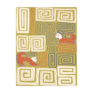 Colombian Dreams Abstract Geometric Cats Blanket | Two-Sided Microfiber Throw