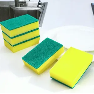 Kitchen Sponge - Yellow and Green Rectangular Cleaning Tool for Kitchen Use