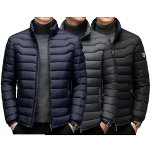Winter Thick Warm Jacket in Navy & Charcoal Polyester for Men's Cold Weather