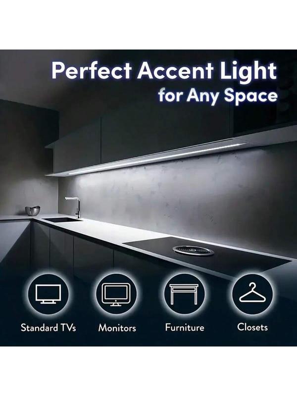 （FINAL CLEARANCE!While Supplies Last）OMING Motion Sensor COB LED Light Strip  Cool White 6000K | 3 Lighting Modes & 3 Brightness Levels | with Power Adapter for Kitchen, Stairs, Cabinet, Bedroom