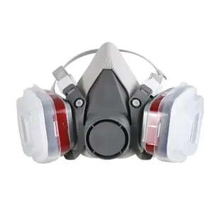 Paint Spray Mask, Half Face Mask with Filter Box & Filter Cartridge & Goggles & Earplugs, Industrial Paint Mask, Safety & Security Supplies