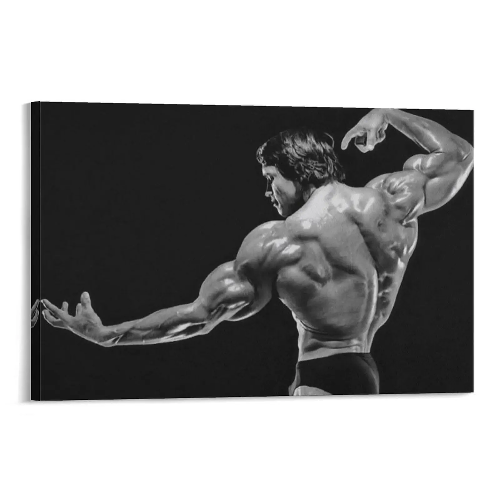 Arnold Schwarzenegger Classic Artistic Bodybuilding Photo Print, Framed Canvas Wall Art for Bedroom, Office Decor, Home Supplies Gift for Fitness Enthusiasts