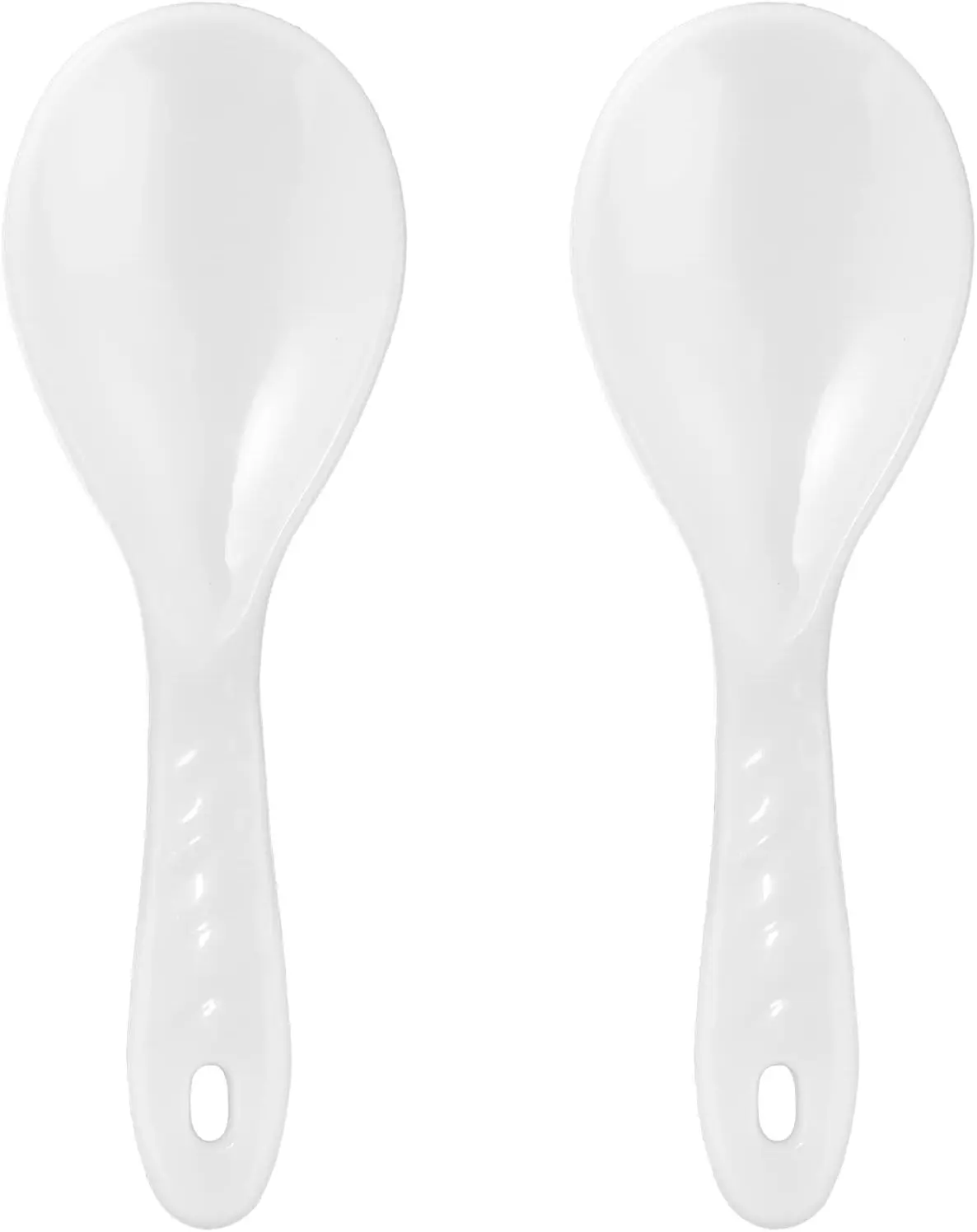 2PCS Plastic Rice Paddle Spoon Scoop, Non-Stick Rice Spatula Cooker Serving Spoon 7.87 Inch (White B)