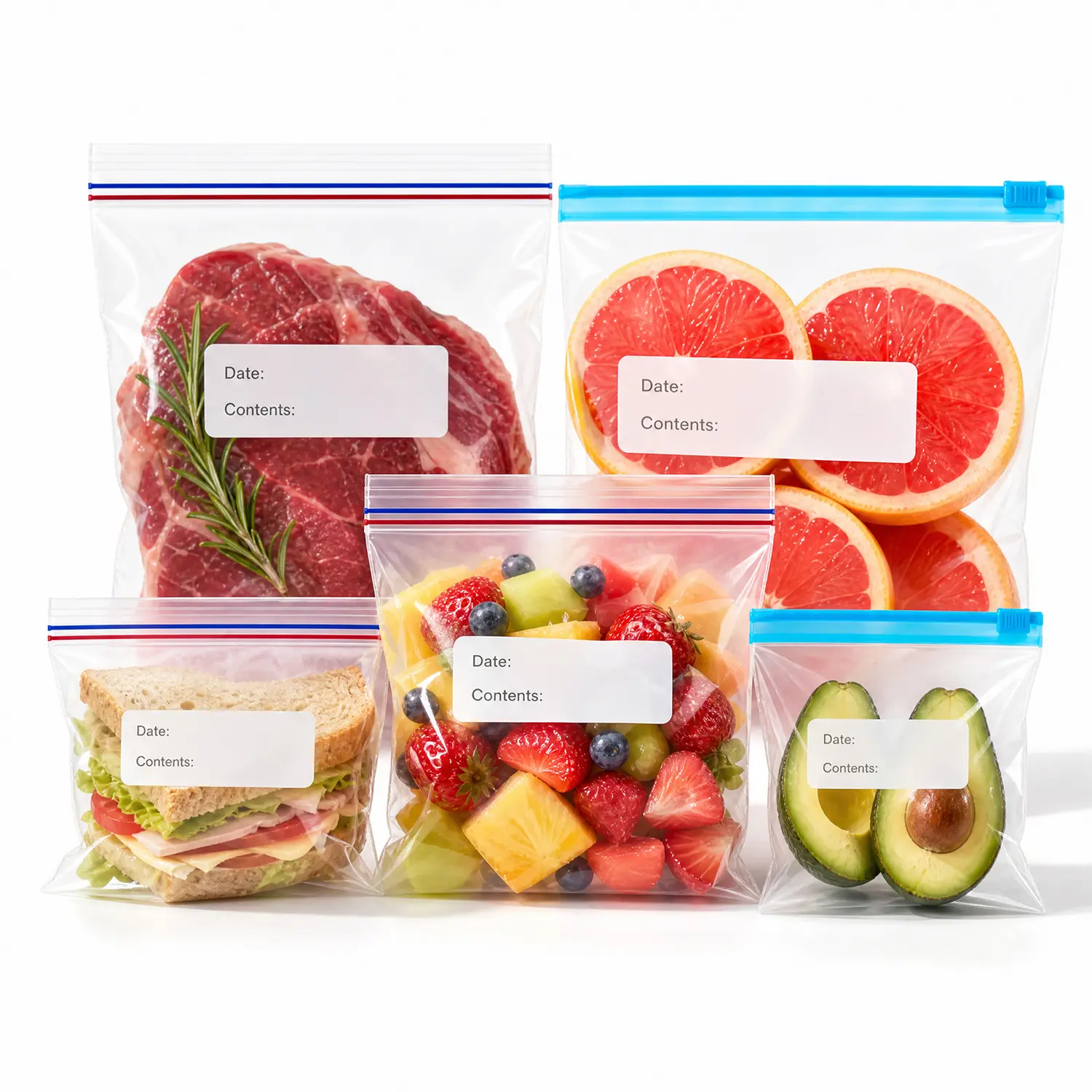 SUSTEAS Reusable Kitchen Food Storage Bags - Multi-Size Freezer-Safe Double Zipper Containers for Healthy Meal Prep, Kitchen Utensils, Storage Containers