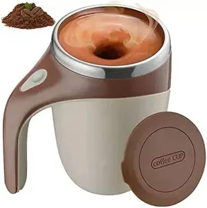 Stainless Steel Self Stirring Coffee Cup with Lid for Automatic Magnetic Stirring, Ideal for Coffee, Milk, and Cocoa - Drinkware, Tumbler