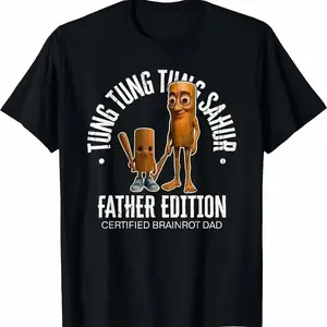 100% Premium Cotton graphic tees Funny Tung SahurMeme Brainrot Dad Graphic Casual T-Shirt