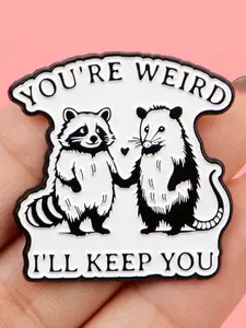 Adorable Raccoon & Quote Enamel Pin, Durable Metal Pins, Cartoon Design Zinc Alloy Badge, Fashion Backpack Accessory, Perfect Gift for Friends