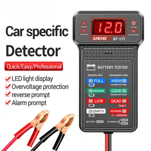 12V Car Battery Tester, BT-172 Digital Battery Voltage Meter with LED Status Lights, Charging System Analyzer, Reverse Polarity Guard, Alligator Clips for Automotive Battery Testing  for CarTruck Motorcycle Electrical Tools tiktokshopspringglowup