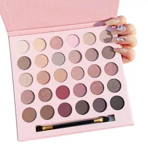 SUAKE 30 Colors Nude Champagne Gold Matte Shimmer Eyeshadow Palette with Brush for Eye Makeup,High Pigmented Pink Purple Brown Eye Shadow Primers Powder Palet de sombras de ojos-Big30