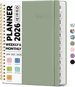 2026 Planner, Weekly and Monthly Calendar Planner Book, January 2026 - December 2026, Hardcover Spiral Planner with Monthly Tabs, Notes Pages, Perfect for Women & Men, A5 (6.4" x 8.5") - Green