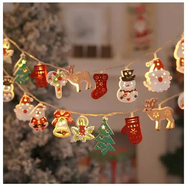 Art Deco Christmas Santa-Snowman LED String Lights, Battery-Powered Festive Decorations for Indoor, Outdoor Holiday Party Ornaments