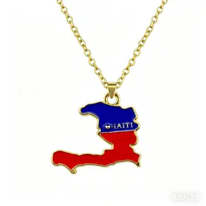 Stylish Haiti Map Pendant Necklace Lightweight Unique Design For Women Trendy Gift