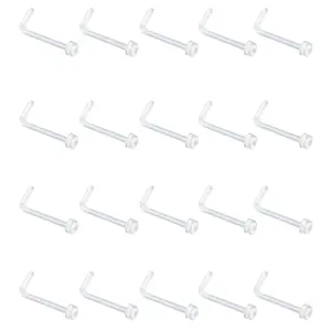 OIDEA Acrylic Nose Stud Set 20G Clear Flexible Eyebrow Body Piercing Jewelry Retainer 20PCS Discreet School Work Sport Wear