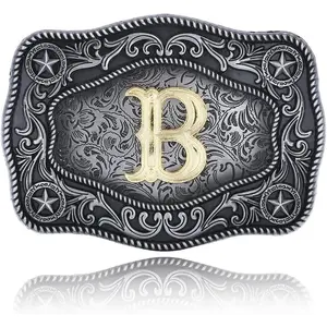 Personalized Western Texas Style Buckle| Engraved Initial Letter Design| Unisex Cowboy Accessories