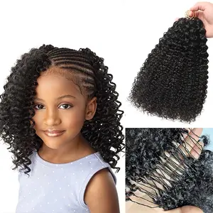 Kid Friendly Half Braids Half Crochet Human Hair for Mircale Knots Kinky Curly Beginner Budget Friendly Crochet Hairstyle Braids Burmese Curly Water Wave Pre-Separated 60g/Bundle 50 StrandsTime Saving
