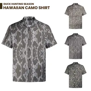 Duck Hunting Camo Hawaiian Shirt, Men's Button Up Aloha Shirt, Lightweight Outdoor Casual Hunting Shirt