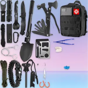 142Pcs Emergency Survival Kit First Aid Kit with Molle Pouch Professional Survival Gear Supplies for Camping Hiking Hunting Outdoor Adventure Christmas Gift for Men Dad Husband