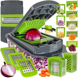 Vegetable Chopper Food Slicer Pro | 15 Pc Multi Fuctional Kitchen Gadgets for Onion, Veggie, Cheese Grater, Vegetables chopper With Large Container, Easy to Clean, With Bonus Brush and Fork