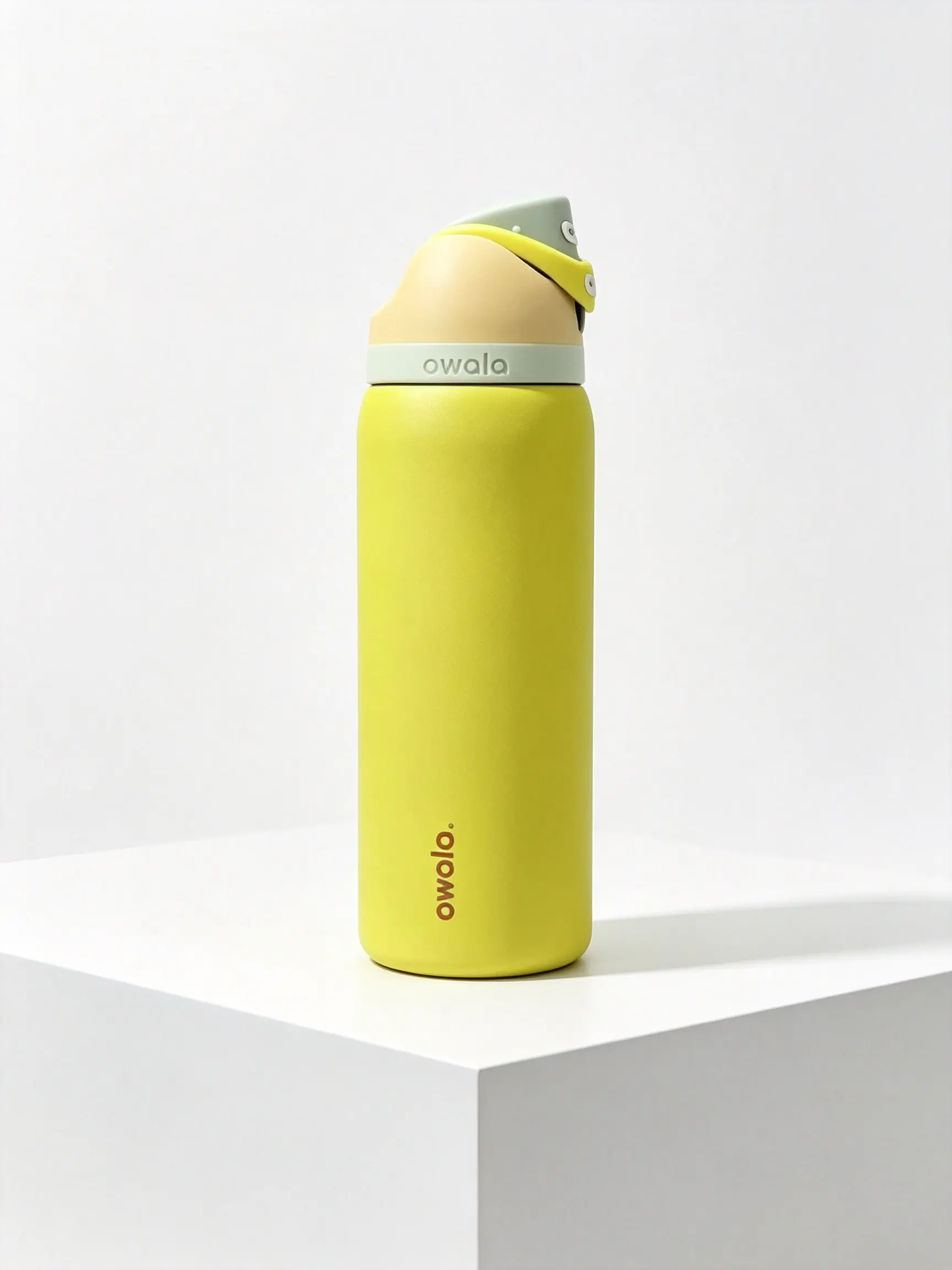 Owala 32oz Modern Printed Insulated Stainless Steel Water Bottle - Lemon Yellow Drinkware, Leak-Proof, BPA-Free, Keeps Cold 24 Hours for Gym Travel
