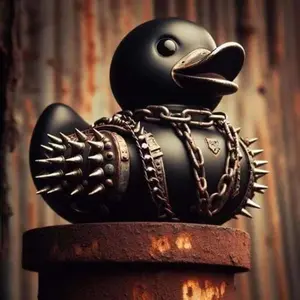 Whimsy Goth Duck Decor, Gothic Style Little Resin Figurine Halloween Statue Office Desk Car Decorations for Tabletop Ornaments Gifts (Punk Duck)