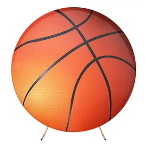 Diameter 6.5ft Basketball Round Backdrop Cover Physical Exercise for Kids Boys Man Birthday Party Circle Photography Background Newborn Gender Reveal Party Sports Theme Backdrop