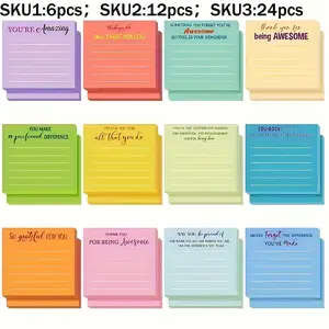 6/12/24pcs Inspirational Sticky Notes with Line, Motivational Notebook Note Pads for Teachers Nurses Employees and Colleagues, Perfect Gifts for Christmas Valentine's Easter Birthdays and New Year Suitable for Back-To-School Seasons