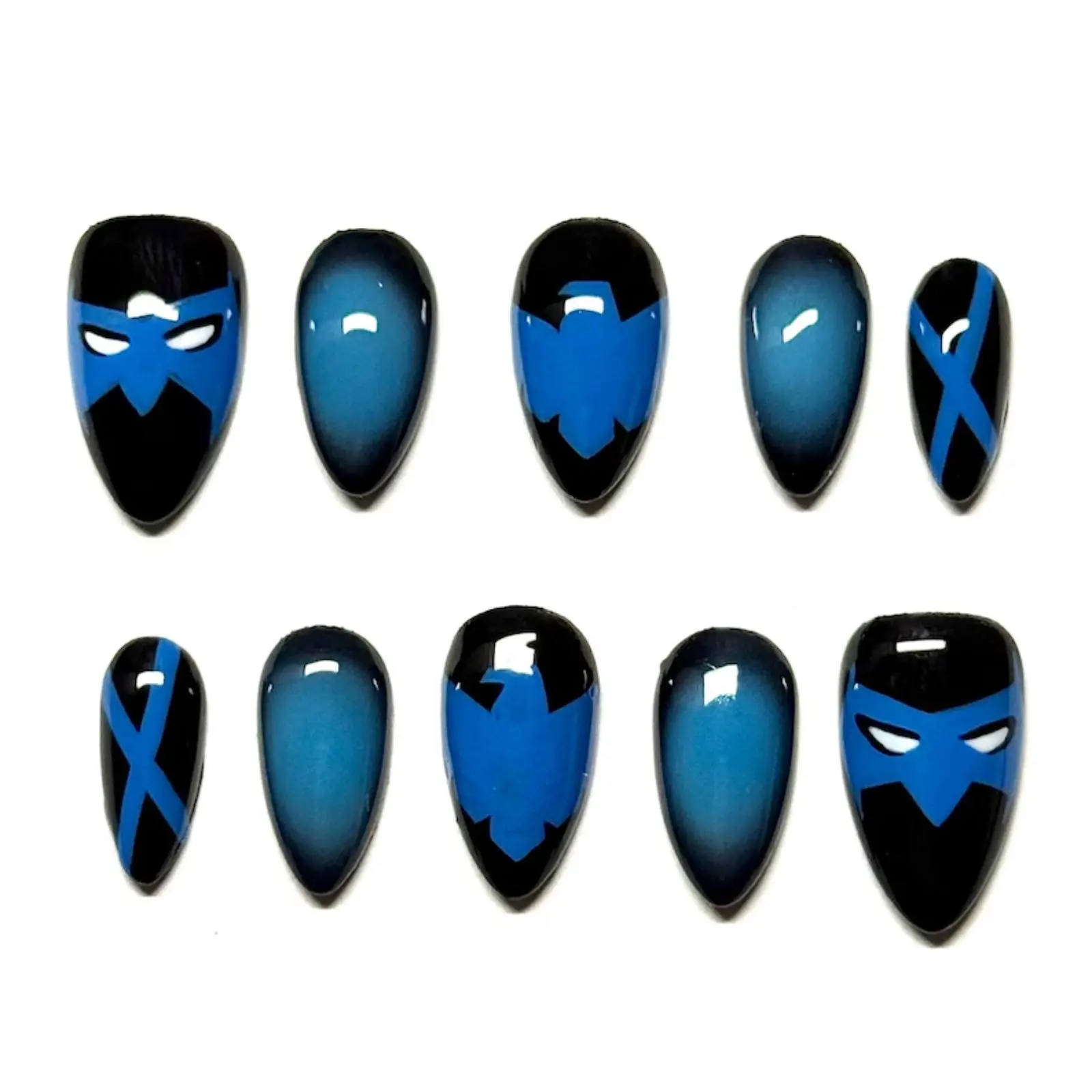 Nightwing blue Comic Inspired Nails | Blue Black Superhero Nails