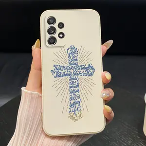 Phone Case suitable for Smartphone SamsungGalaxy A52 A52s A51 A50 A50s A42 A36 A34 A33 A32 4G 5G Christian Cross Pattern Silicone Full Body Protection Drop-Resistant soft to touch Soft Cover Giving gifts to family and friends, Casing