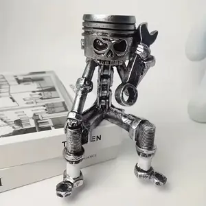 Resin Skull Wrench Tool Shape Decorative Item, Creative Skull Face Statue, Home Office Desk Decoration, Perfect Gift for Engineers and Car Enthusiasts